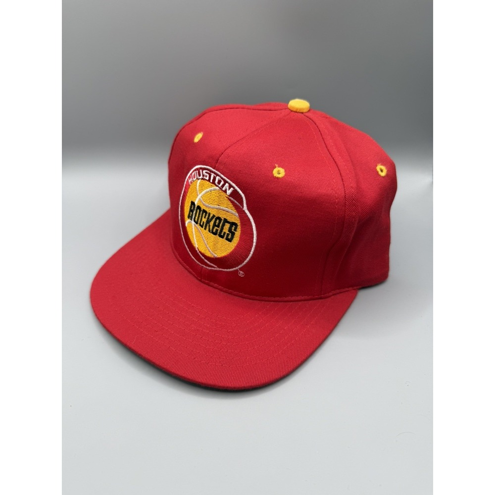 Vintage Houston Rockets Snapback Hat Red Basketball Logo 90s Cap NBA - Picture 2 of 10